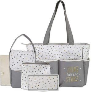 5 Piece Set Diaper Bag with Wipes Pocket, Dirty Diaper Pouch and Changing Pad